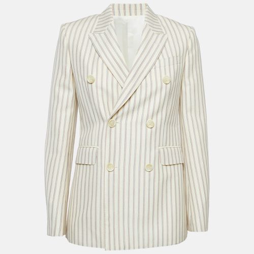 Celine Cream Striped Wool Double Breasted Blazer S - Celine - Modalova