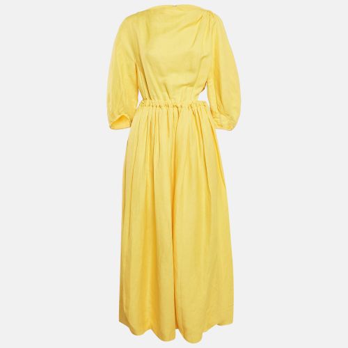 Celine Yellow Linen Blend Pleated Cut-Out Maxi Dress M - Celine - Modalova