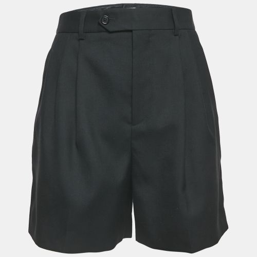 Celine Black Wool Pleated Shorts S - Celine - Modalova
