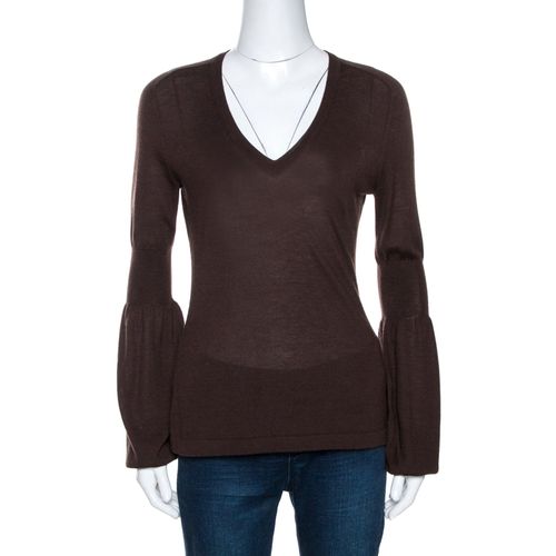 Celine Brown Cashmere Knit Long Sleeve Top M - Celine - Modalova