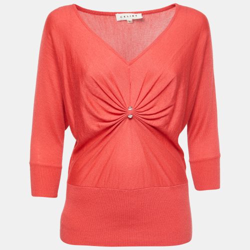 Celine Pink Cashmere and Silk Knit V-Neck T-Shirt L - Celine - Modalova