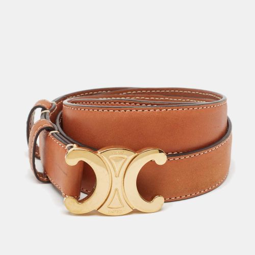 Celine Brown Leather Triomphe Logo Buckle Belt 70 CM - Celine - Modalova