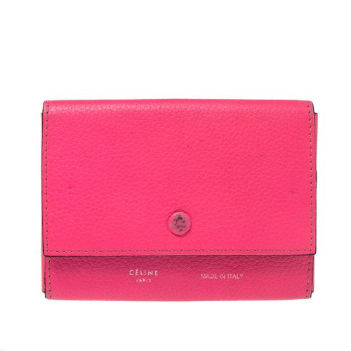 Celine Noen Pink Grained Leather Snap Flap Pouch - Celine - Modalova