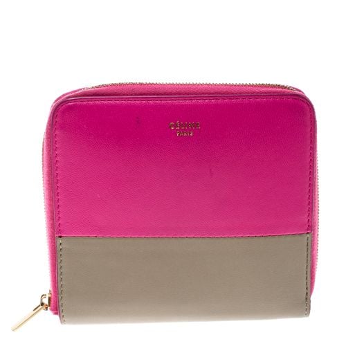 Celine Pink/Beige Leather Zip Around Compact Wallet - Celine - Modalova