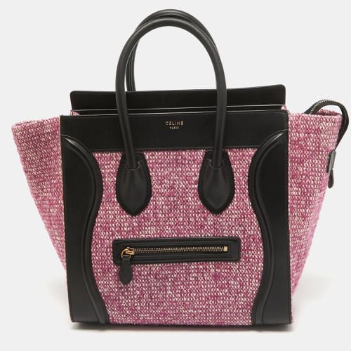 Black/Fuchsia Knit Fabric and Leather Mini Luggage Tote - Celine - Modalova