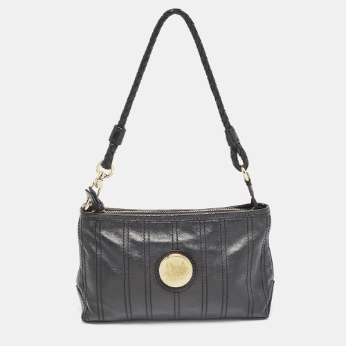 Celine Black Leather Carriage Plate Pochette Bag - Celine - Modalova