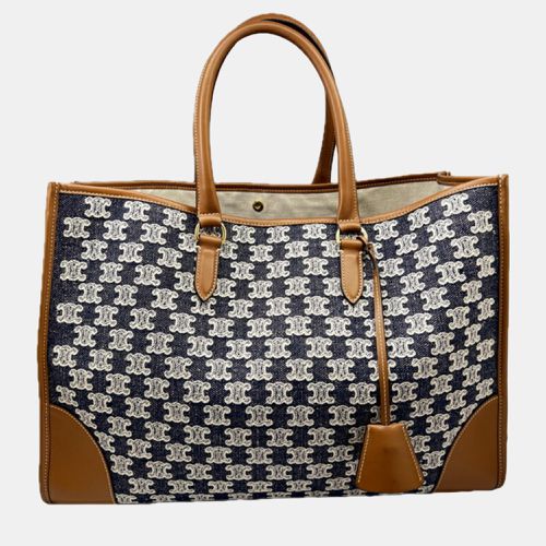 Celine Brown/Navy Canvas and Leather Horizontal Triomphe Cabas Tote Bag - Celine - Modalova