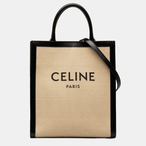 Celine Black/Beige Canvas Medium Vertical Cabas Tote Bag - Celine - Modalova