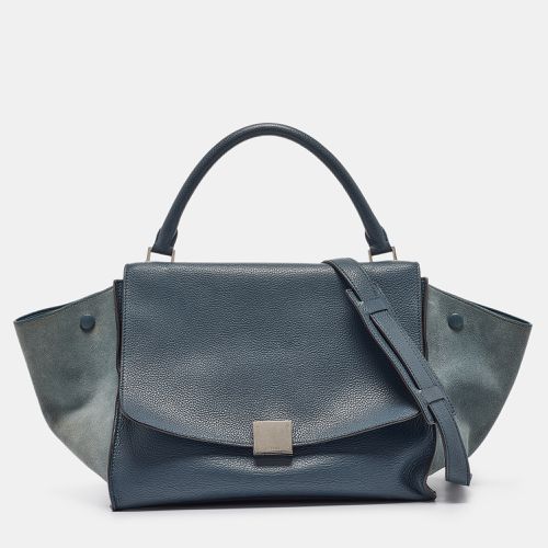 Celine Two Tone Blue Leather and Suede Medium Trapeze Bag - Celine - Modalova