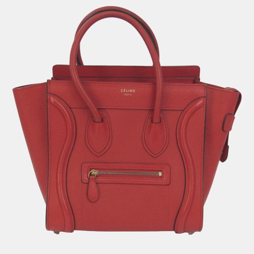 Celine Red Leather Micro Luggage Satchel - Celine - Modalova