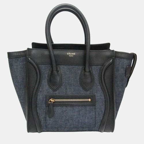 Celine Black Leather and Denim Micro Luggage Satchel - Celine - Modalova