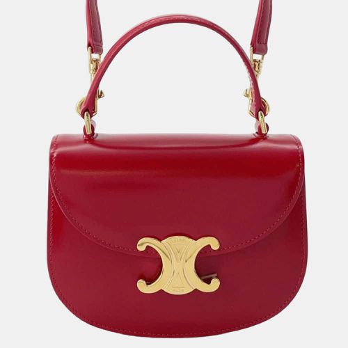 Celine Red Shiny Calfskin Leather Teen Besace Clea Triomphe Shoulder Bag - Celine - Modalova