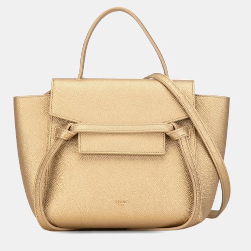 Celine Gold Leather Micro Belt Satchel Bag - Celine - Modalova