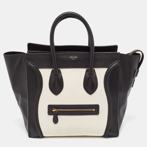 Celine Black/White Leather Mini Luggage Tote - Celine - Modalova