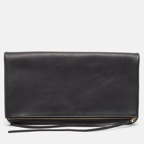 Blue Leather Fold Over Zip Clutch - Celine - Modalova