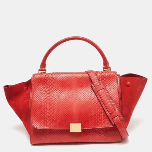 Celine Red Python and Suede Medium Trapeze Bag - Celine - Modalova