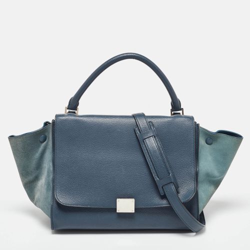 Celine Blue Leather and Suede Medium Trapeze Top Handle Bag - Celine - Modalova