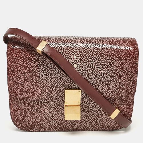 Celine Burgundy Stingray and Leather Medium Classic Box Shoulder Bag - Celine - Modalova