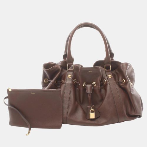 Celine Medium Abbey Leather Brown Tote Bag - Celine - Modalova