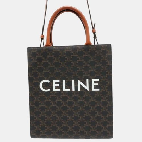 Celine Tan Triomphe Canvas Leather Vertical Cabas Small bag - Celine - Modalova