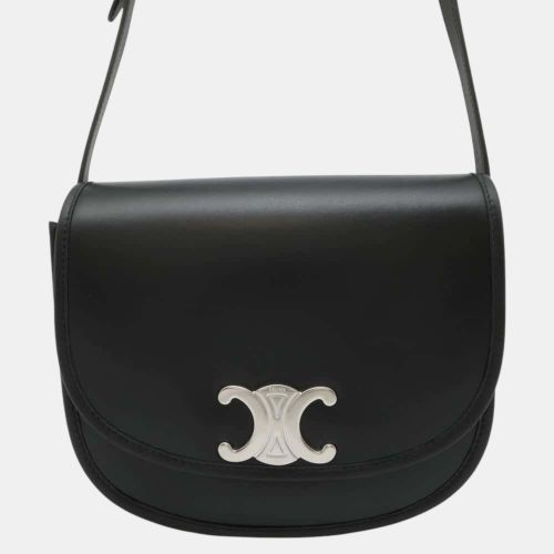 Celine Black Calf Leather Triomphe Busas Shoulder Bag Size Medium - Celine - Modalova