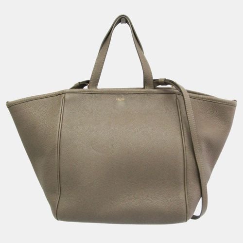 Celine Gray Brown Fold Cabas Leather Handbag - Celine - Modalova