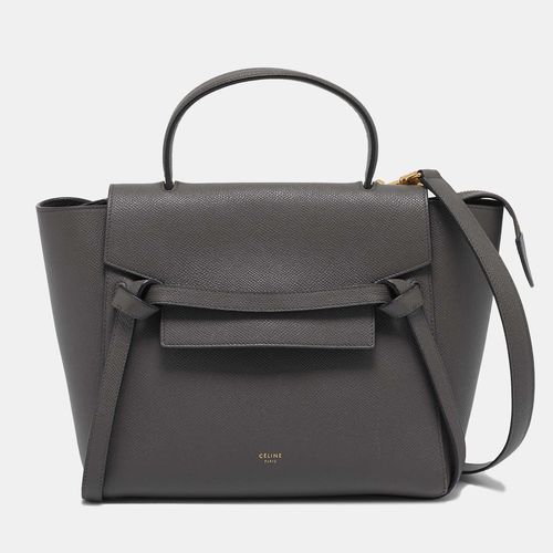 Celine Dark Grey Leather Micro Belt Top Handle Bag - Celine - Modalova