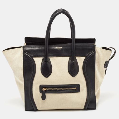 Celine Black/Off-White Canvas and Leather Mini Luggage Tote - Celine - Modalova