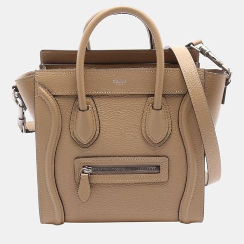 Celine Leather Brown Nano Shopper Luggage Handbag - Celine - Modalova