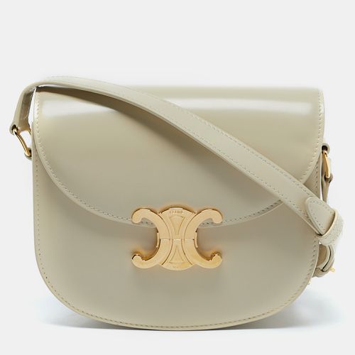 Celine Off White Glossy Leather Triomphe Saddle Crossbody Bag - Celine - Modalova