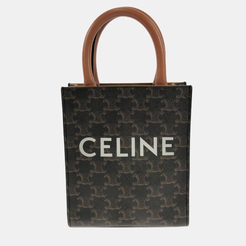 Celine Brown Coated Canvas and Fabric Celine Mini Triomphe Coated Canvas Vertical Cabas Satchel - Celine - Modalova