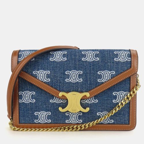 Denim Leather Navy Tan Margot Triomphe Chain Wallet bag - Celine - Modalova