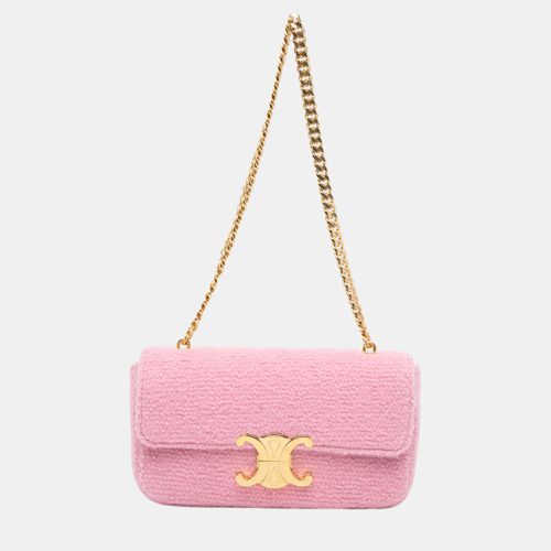 Celine Pink Tweed Triomphe Claude Chain Shoulder Bag - Celine - Modalova