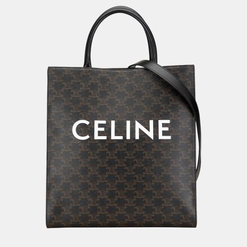 Celine Black Medium Triomphe Coated Canvas Vertical Cabas Satchel - Celine - Modalova