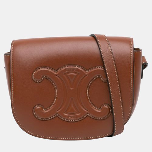 Celine Brown Calfskin Triomphe Folco Crossbody - Celine - Modalova