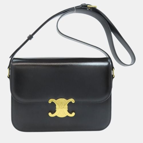 Celine Black Calfskin Leather Triomphe Shoulder Bag - Celine - Modalova