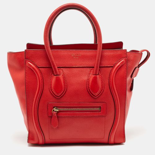 Celine Red Leather Micro Luggage Tote - Celine - Modalova