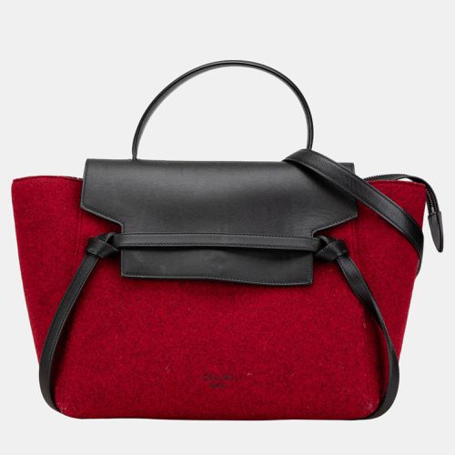 Celine Red Mini Felt and Calfskin Belt Satchel - Celine - Modalova