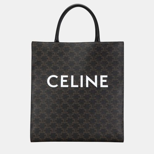 Celine Black Medium Triomphe Coated Canvas Vertical Cabas Satchel - Celine - Modalova