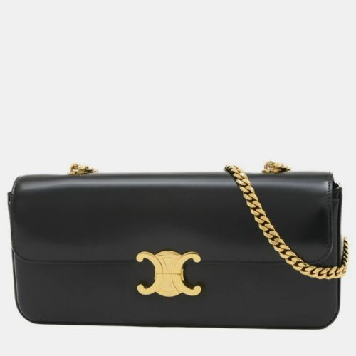 Celine Black Leather Triomphe Chain Shoulder Bag - Celine - Modalova