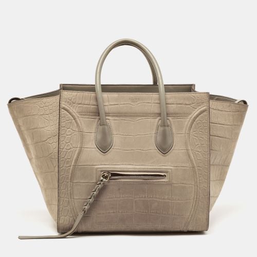 Celine Beige Croc Embossed Nubuck Leather Medium Phantom Luggage Tote - Celine - Modalova