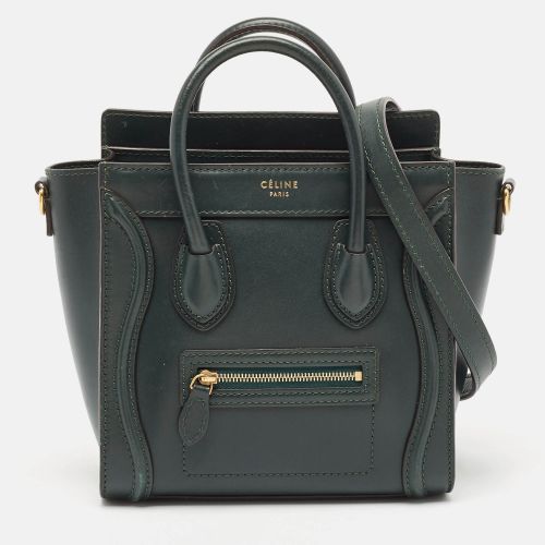 Celine Dark Green Leather Nano Luggage Tote - Celine - Modalova