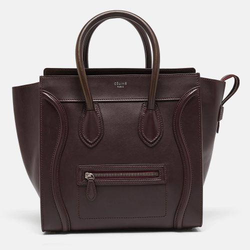 Celine Burgundy Leather Mini Luggage Tote - Celine - Modalova