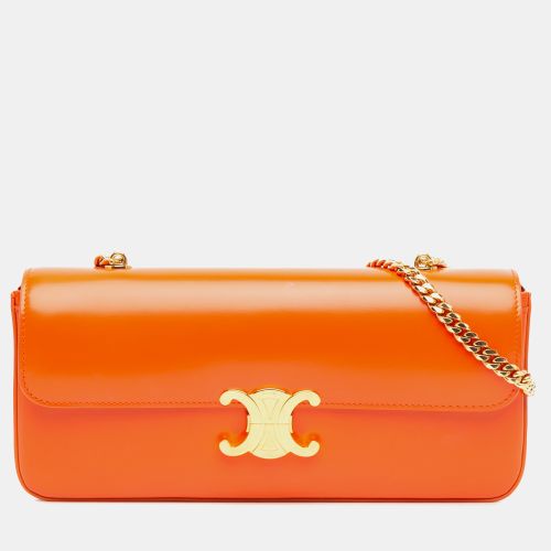 Celine Orange Triomphe Calfskin Cuir Chain Shoulder Bag - Celine - Modalova