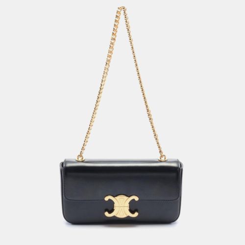 Celine Black Leather Triomphe Shoulder Bag - Celine - Modalova