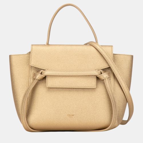 Celine Gold Micro Leather Belt Satchel - Celine - Modalova