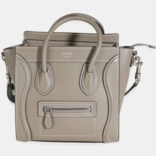 Celine Taupe Drummed Calfskin Nano Luggage - Celine - Modalova