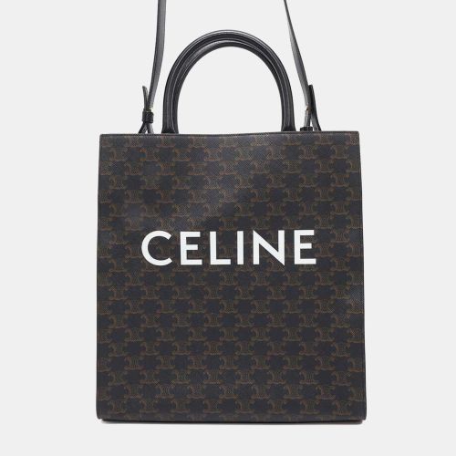 Celine Black/Brown Pvc Leather Triomphe Vertical Cabas Tote Bag - Celine - Modalova