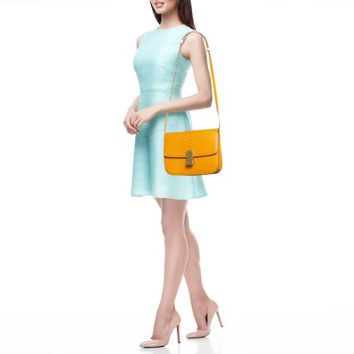 Mustard Python Medium Classic Box Shoulder Bag - Celine - Modalova