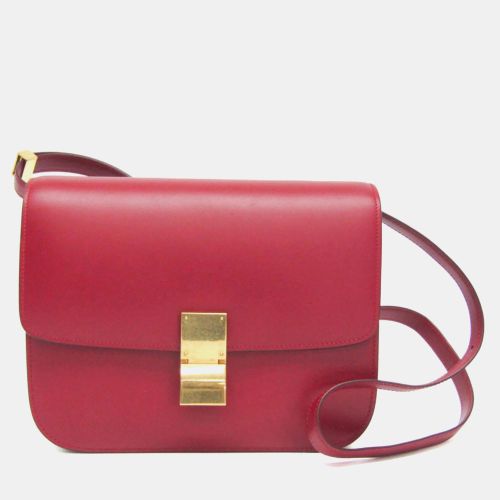 Celine Red Leather Classic Medium Box Shoulder Bag - Celine - Modalova